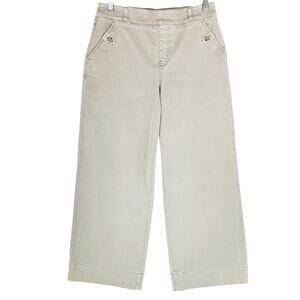 SPANX Stretch Twill Pull-On Cropped Wide-Leg Pant in Light Sage Green Size M